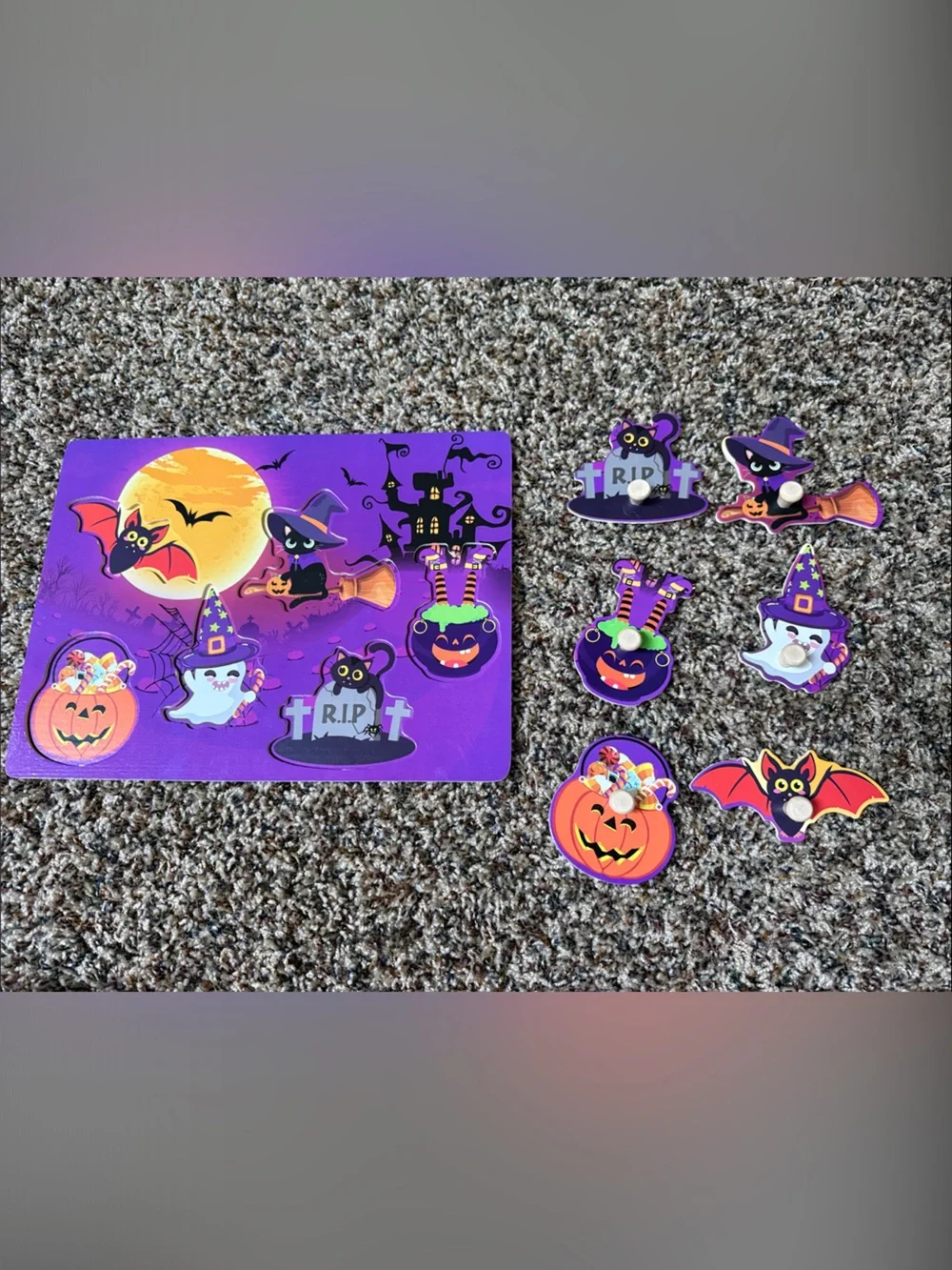 Halloween Puzzle Play Set for Kids - Purple & Orange